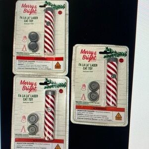 Lot Of 3 Fa La La Laser Cat Toy Holiday Stripes 3interchangeable‎ Tips + Battery